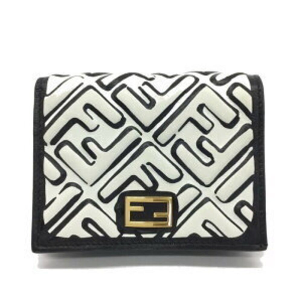 Fendi Joshua Vitas Leather Bifold Wallet Black White